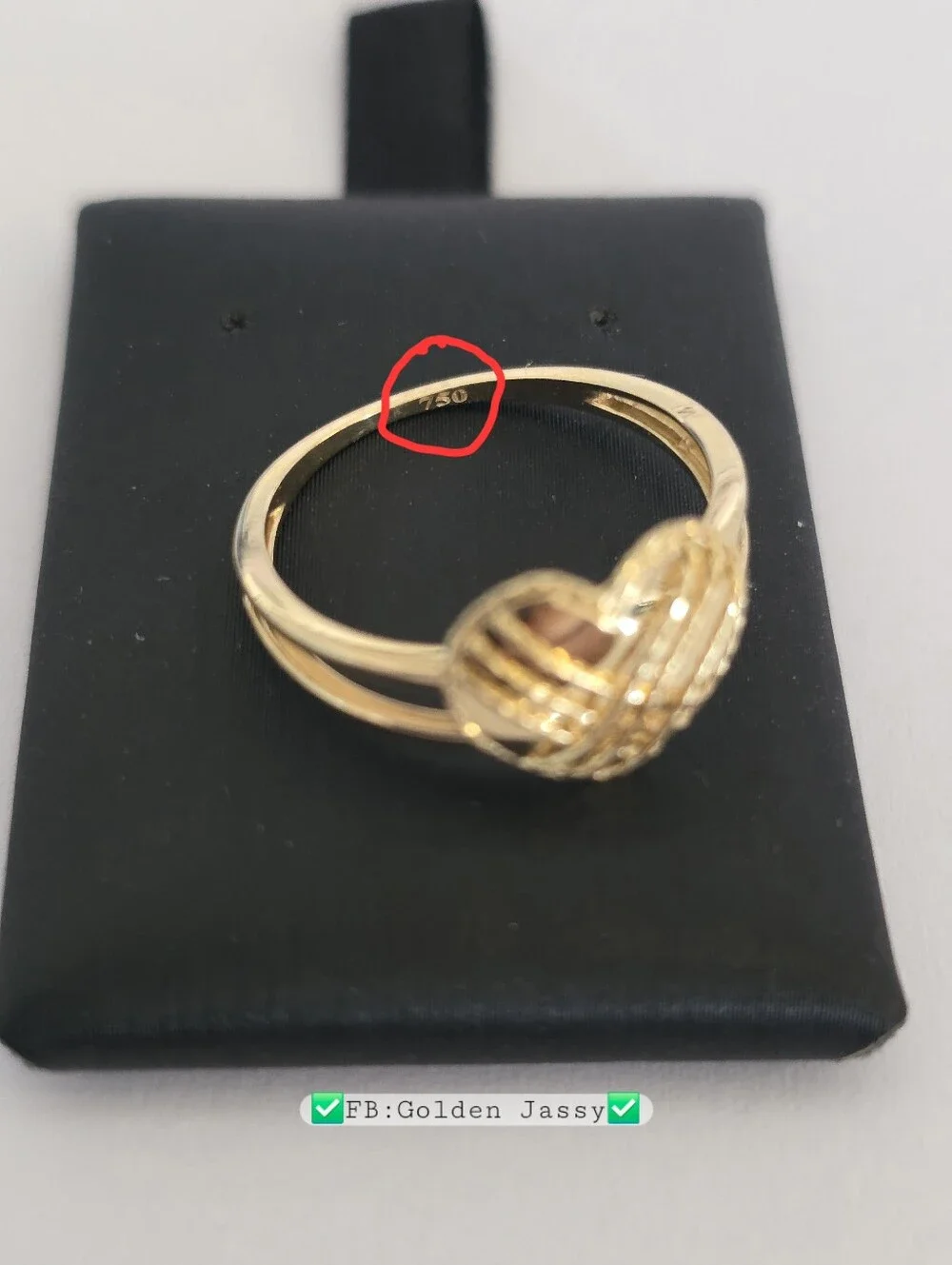 18K Real Gold Heart Ring 6